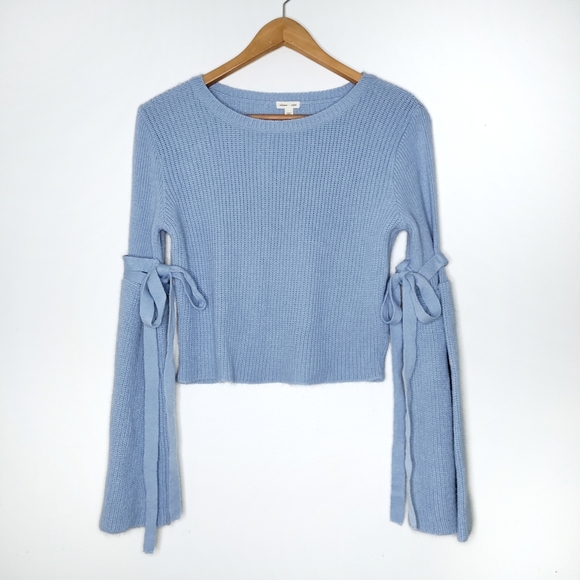 UO Silence + Noise Bell Tie Sleeves Sweater Blue - Picture 2 of 4